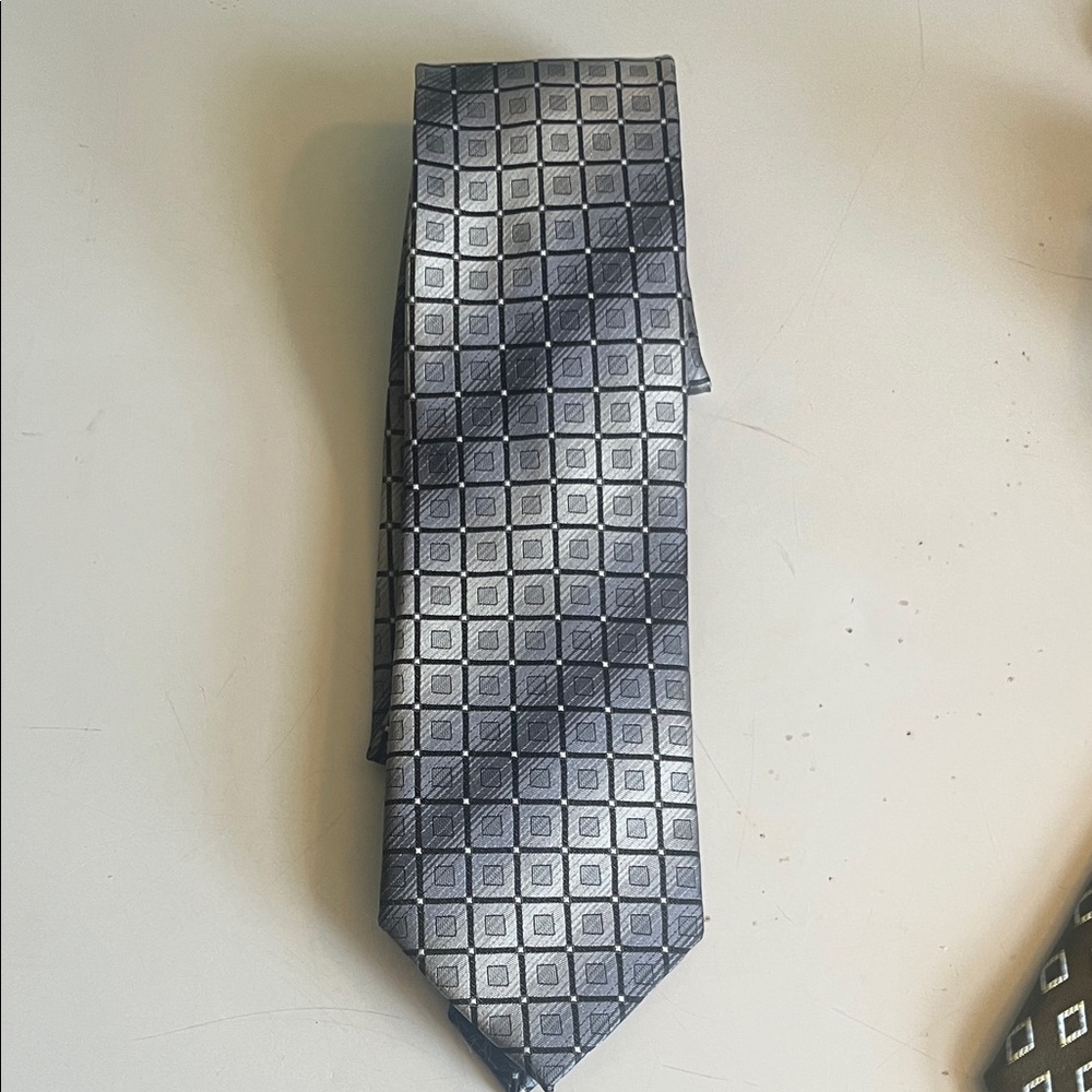 Pierre Cardin Black and Gray Geometric Tie